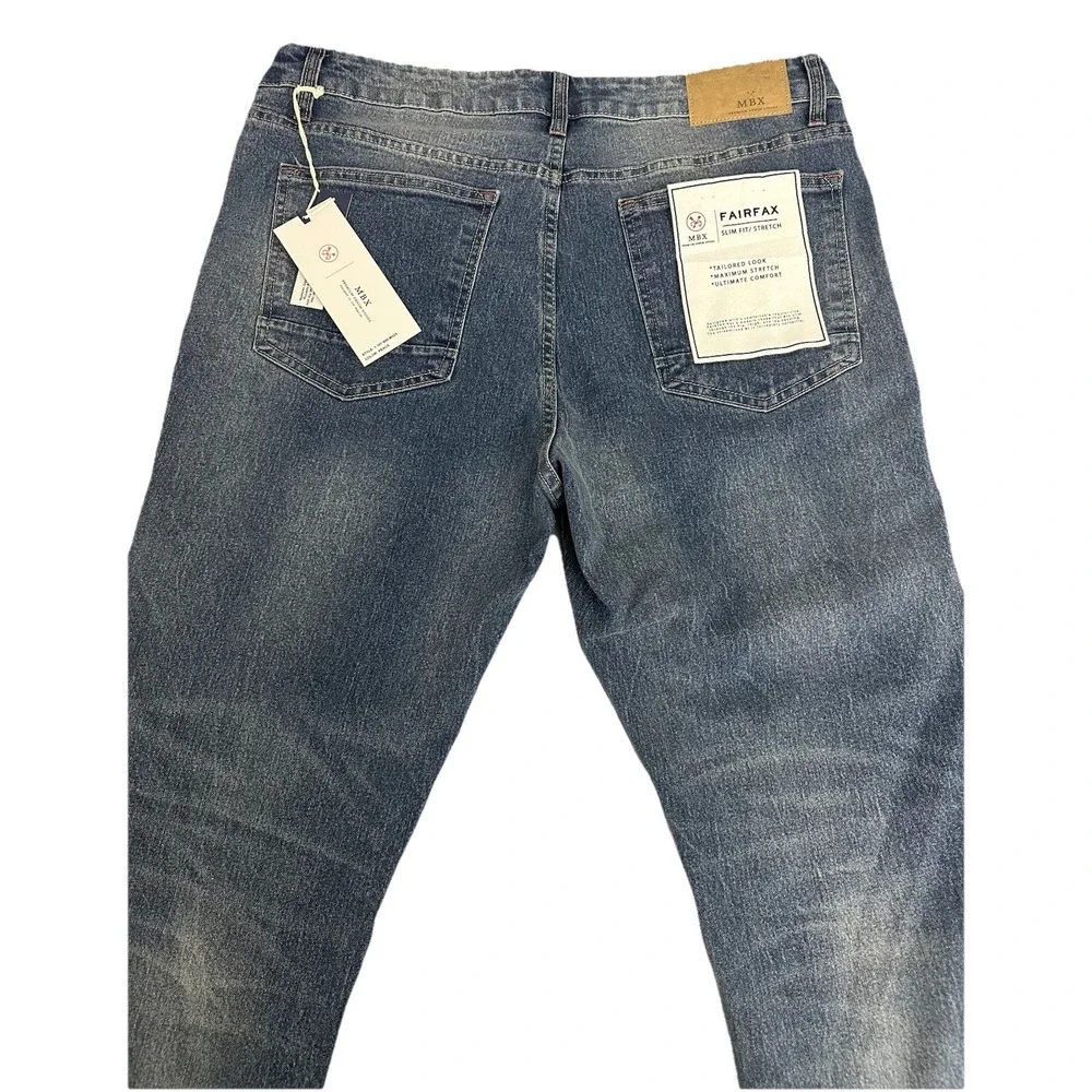 MBX ‎ Men's Fairfax Denim, Slim Fit Stretch Premium Jeans Peace Size 36X30 New